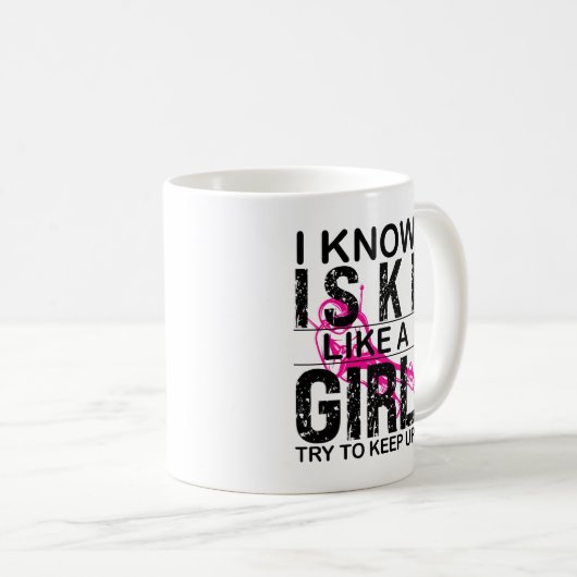 私は女の子のようにスキーを登保る、スキーギフトスキーヤー コーヒーマグカップ (正面右)