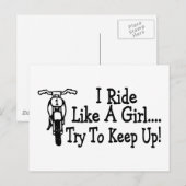 私は女の子のようにバイクに乗保ろうとする ポストカード (正面/裏面)
