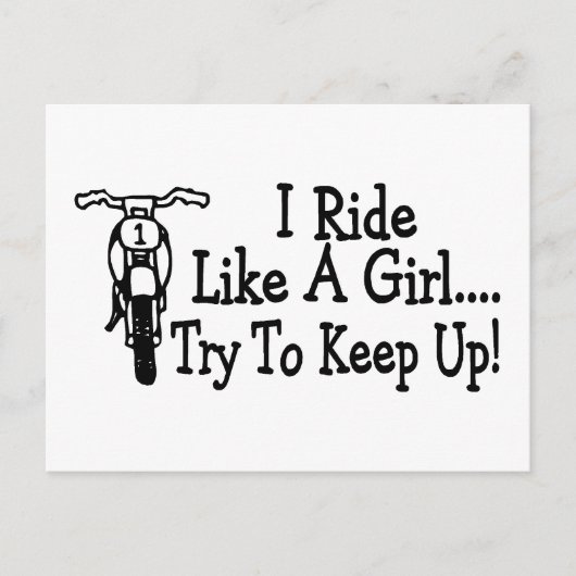 私は女の子のようにバイクに乗保ろうとする ポストカード (正面)
