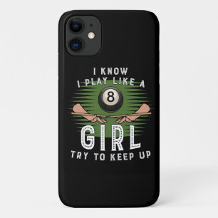 私は女の子のようにプレーするのが上手です、ついてきてください！エイトボール iPhone 11 ケース