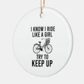 私は女の子のように乗って起きようとするのを保知っている セラミックオーナメント (左)