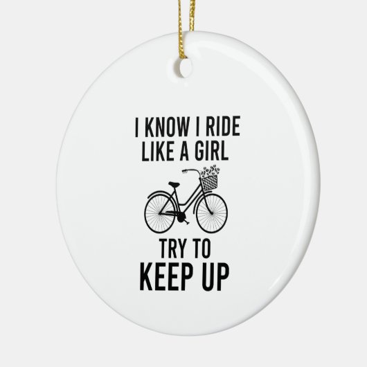 私は女の子のように乗って起きようとするのを保知っている セラミックオーナメント (左)