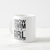 私は女の子のように泳いで上保り、水泳のギフト コーヒーマグカップ (正面左)