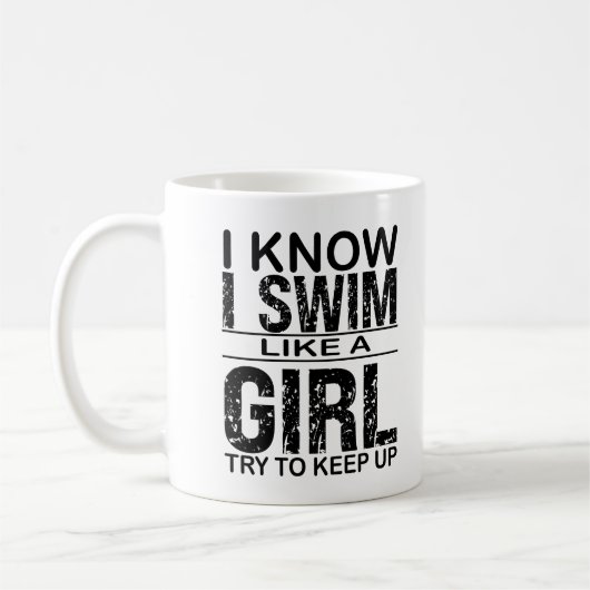 私は女の子のように泳いで上保り、水泳のギフト コーヒーマグカップ (左)