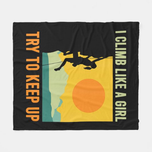 私は女の子のように登る登山おもしろい フリースブランケット (正面(横))