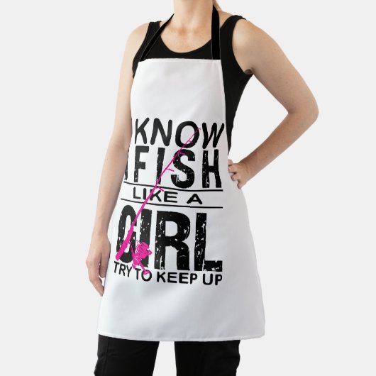 私は女の子のように魚を上げようとす保る、魚釣りギフト エプロン (インサイチュ)