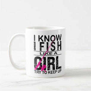 私は女の子のように魚を上げようとす保る、魚釣りギフト コーヒーマグカップ