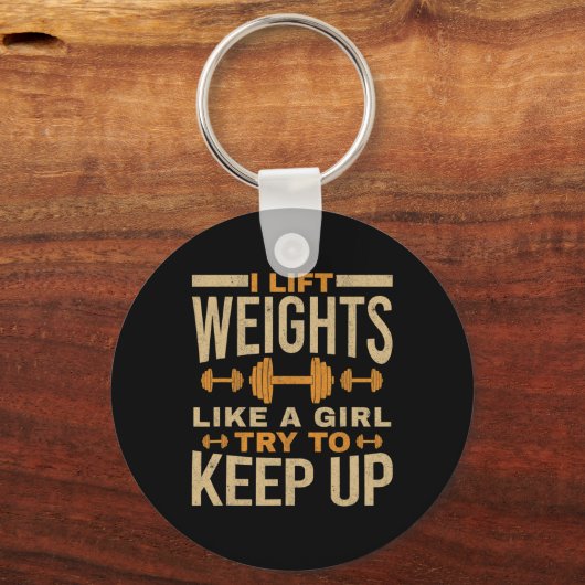 私は女の子のジムのように重さを持ち上げるトレーニングボディビルディン キーホルダー (正面)