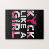 私は女の子の空手キックボクシングのように蹴る ジグソーパズル (横)