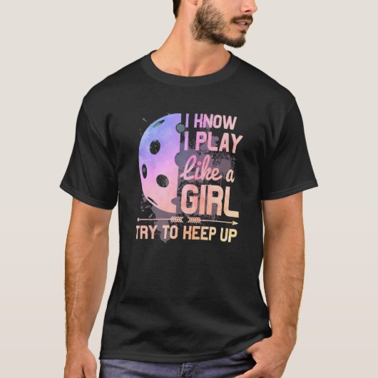 私は女の子の遊ピックルボールの水色のように知っている Tシャツ (正面)