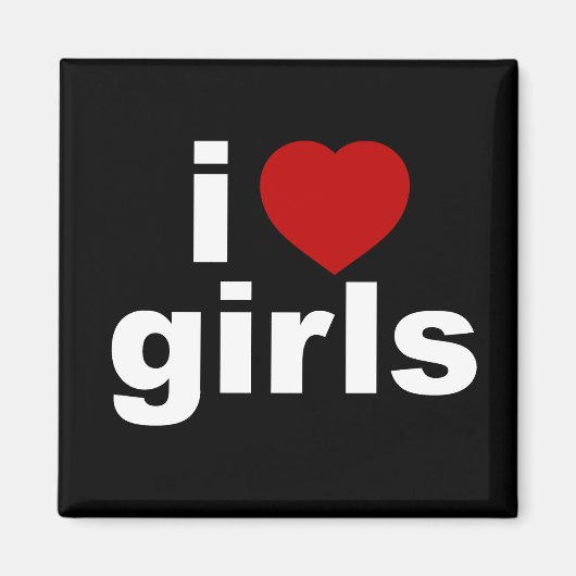 私は女の子ブラックマグネットが大好き マグネット (正面)