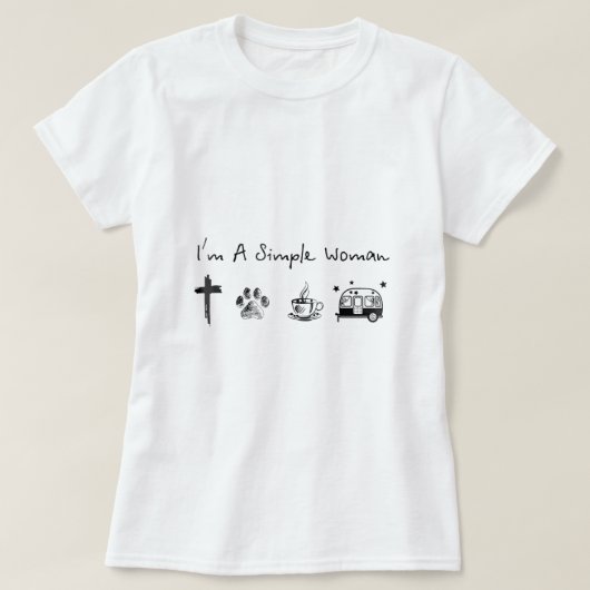 私は女シンプル性イエス犬のコーヒーキャンプ Tシャツ (デザイン正面)