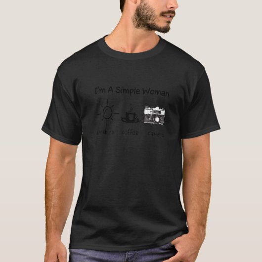 私は女子シンプルサンシャインコーヒーカメラ Tシャツ (正面)