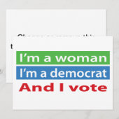 私は女性です、私は民主党員であり、投票します! 招待状 (正面/裏面)