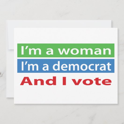 私は女性です、私は民主党員であり、投票します! 招待状 (正面)