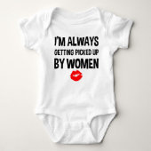 私は女性のおもしろいな新しいによって常に選ばれています ベビーボディスーツ (正面)