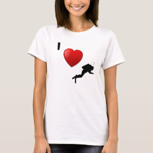 私は女性のための潜水の長袖のTシャツを愛します Tシャツ