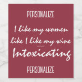 私は女性のようにワイン引用文が好きおもしろいだ ワインラベル (シングルラベル)