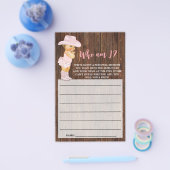 私は女性のカーボーイピンクの赤ちゃんシャワーゲームカード チラシ (シングル)