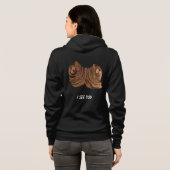 私は女性の暗いフード付きスウェットシャツ会います パーカ (裏面フル)