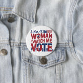 私は女性の私の投票ボタンを見ている 缶バッジ (インサイチュ)