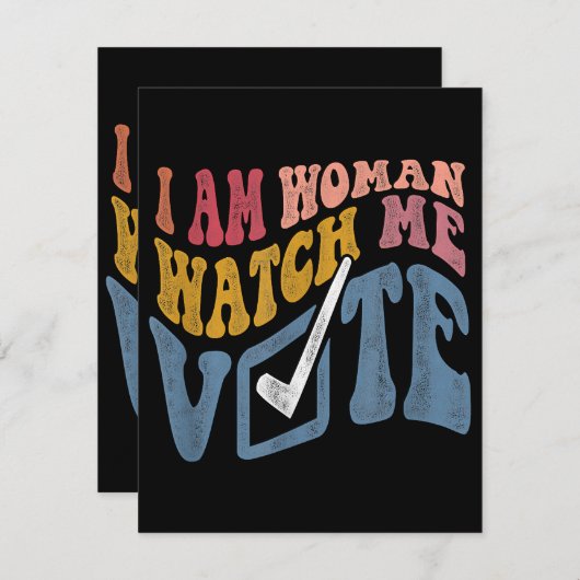 私は女性の私の投票2024ブルーウェーブ投票を見ている エンクロージャーカード (正面/裏面)