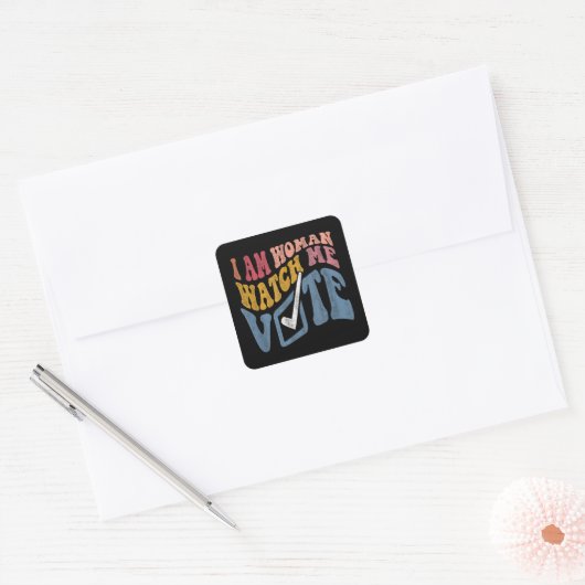 私は女性の私の投票2024ブルーウェーブ投票を見ている スクエアシール (封筒)