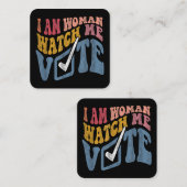 私は女性の私の投票2024ブルーウェーブ投票を見ている スクエア名刺 (正面/裏面)