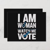 私は女性は私の投票を見ているヴィンテージ ポストカード (正面/裏面)