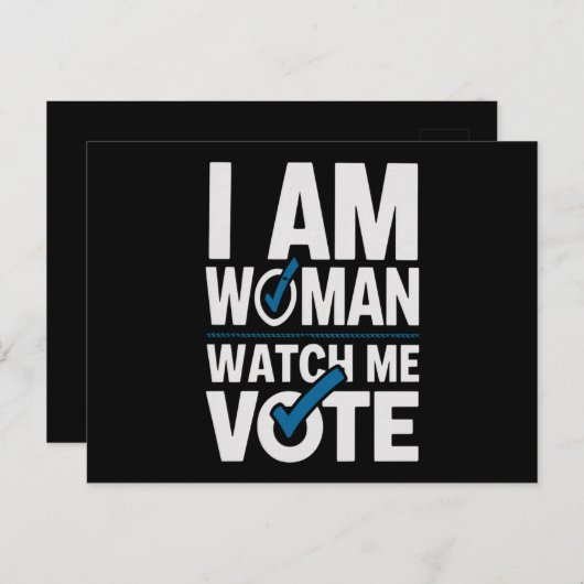 私は女性は私の投票を見ているヴィンテージ ポストカード (正面/裏面)