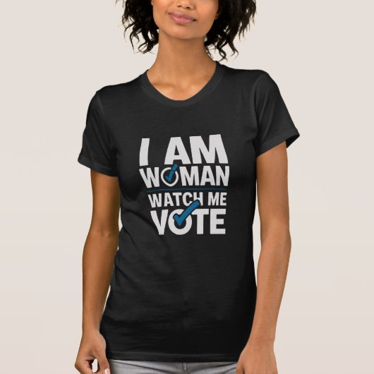 私は女性、私は投票する レトロなデザイン Tシャツ (正面)