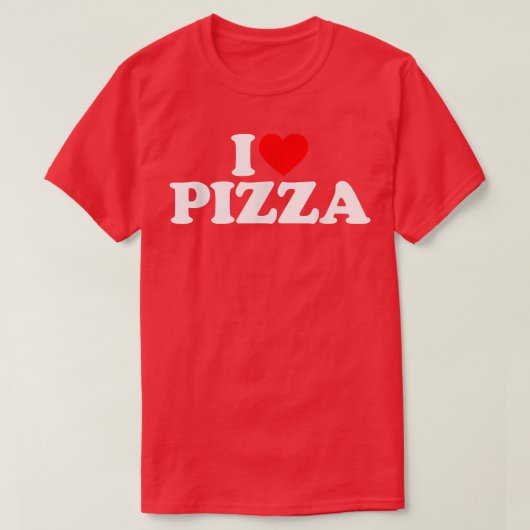 私は好きピザ私ハートピザ食べ物の恋人 Tシャツ (デザイン正面)