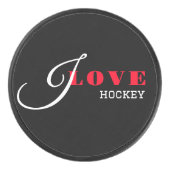 私は好き（あなたのテキストを追加）黒バレンタインギフト アイスホッケーパック (正面)