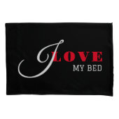 私は好き（あなたのテキストを追加）黒バレンタインギフト 枕カバー (正面)