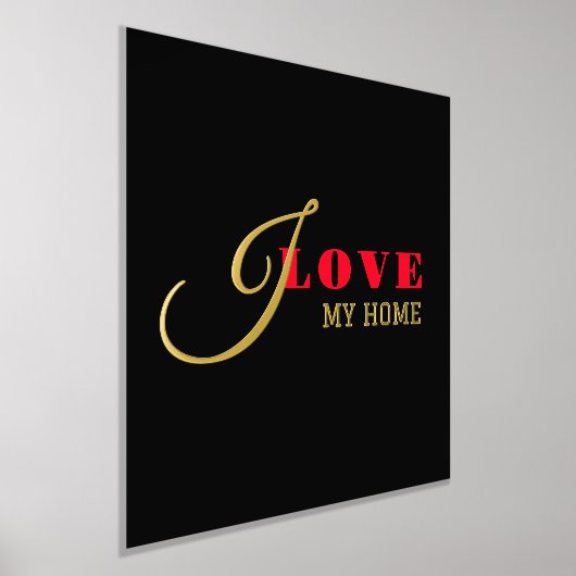 私は好き（あなたのテキストを追加）黒バレンタインギフト 箔ポスター (レイダウン)