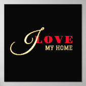 私は好き（あなたのテキストを追加）黒バレンタインギフト 箔ポスター (正面)