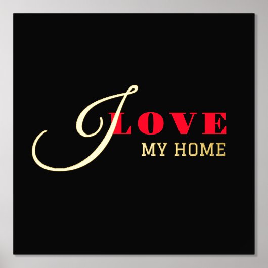 私は好き（あなたのテキストを追加）黒バレンタインギフト 箔ポスター (正面)