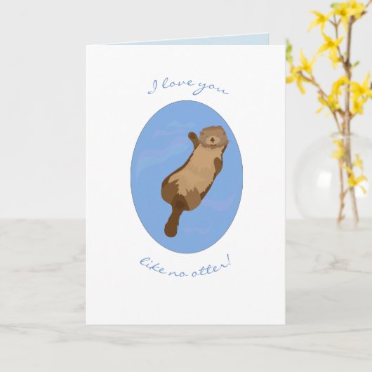 私は好みますカワウソの挨拶状を愛しません カード (黄色い花)