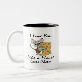 私は好みますマウス愛チーズ黒を愛します ツートーンマグカップ