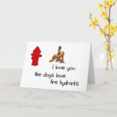 私は好みます犬愛消火栓カードを愛します カード (黄色い花)