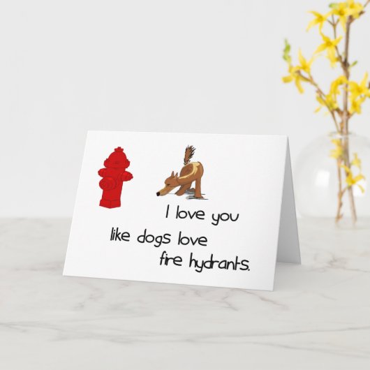 私は好みます犬愛消火栓カードを愛します カード (黄色い花)