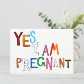 私は妊娠したおもしろいの多彩な妊娠の芸術の単語です 案内状 (スタンド正面)