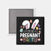 私は妊娠バニーのママのイースター家族のマッチングである マグネット (正面/裏面)