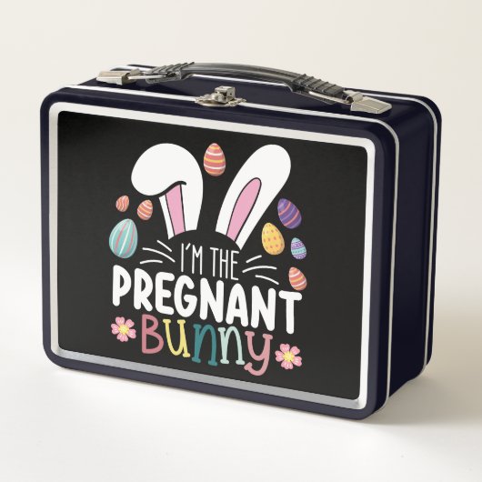 私は妊娠バニーのママのイースター家族のマッチングである メタルランチボックス (正面)