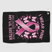 私は妹のためにピンクを着る 乳がん認識 ゴルフタオル (横)