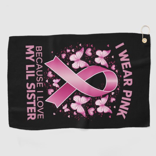 私は妹のためにピンクを着る 乳がん認識 ゴルフタオル (横)