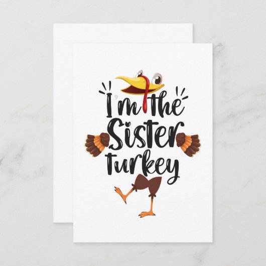 私は妹のトルコの感謝祭おもしろい家族だ 出欠カード (正面/裏面)