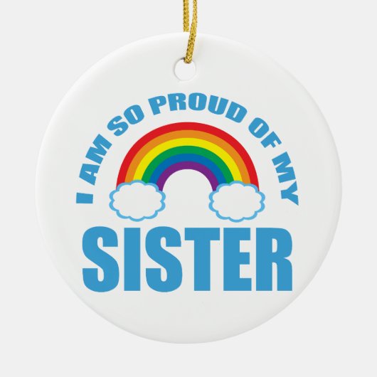 私は妹の誇りを持ったレインボークリスマスだ セラミックオーナメント (正面)