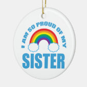 私は妹の誇りを持ったレインボークリスマスだ セラミックオーナメント (左)