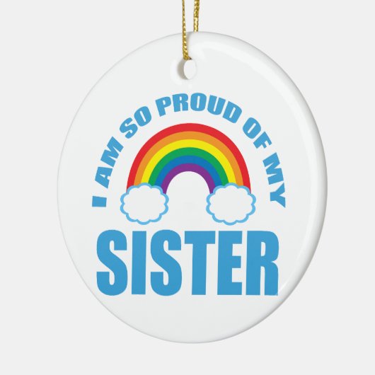 私は妹の誇りを持ったレインボークリスマスだ セラミックオーナメント (左)